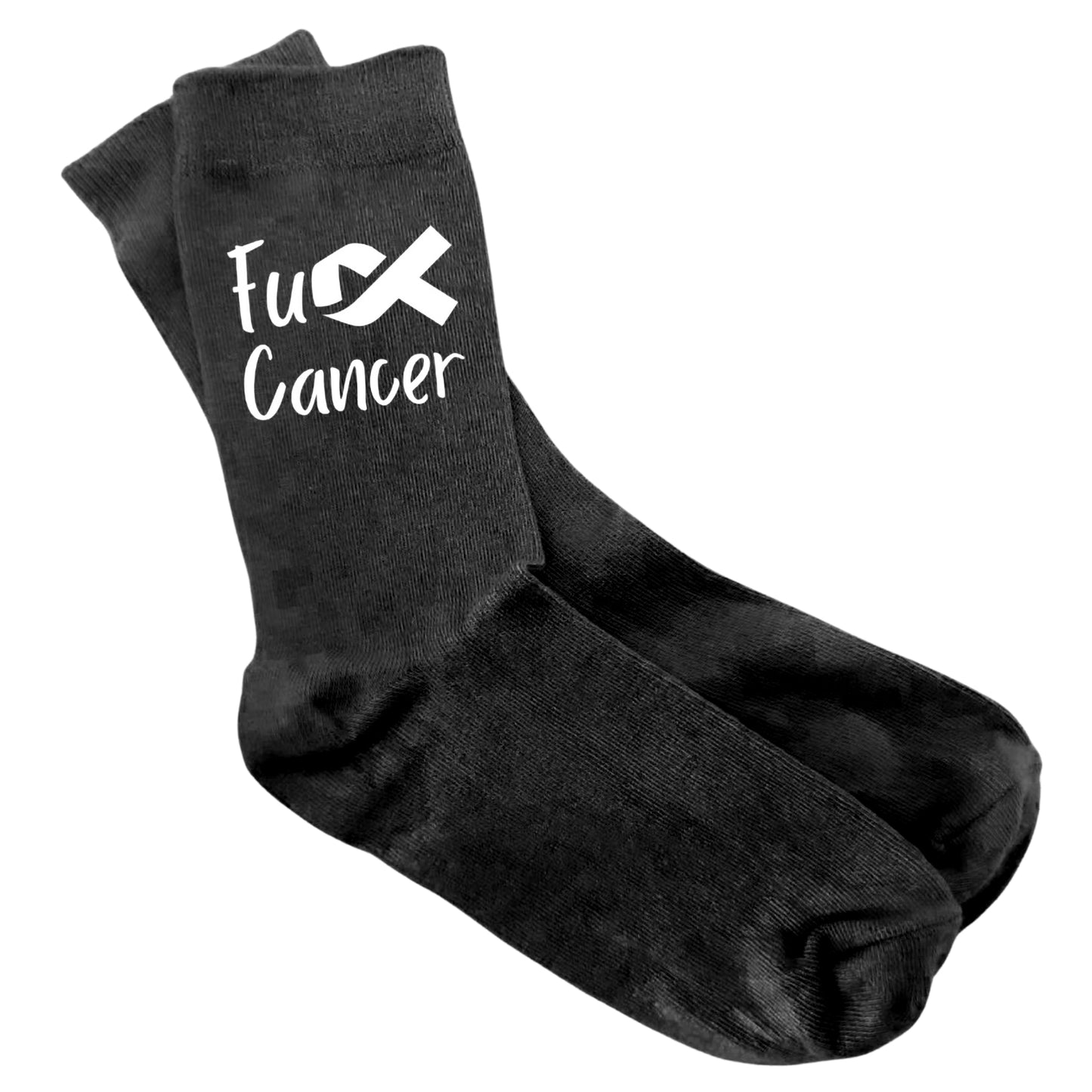 Personalised Women’s “Fuck Cancer” Socks – Charity Ribbon Design (Portion Donated to Macmillan)**