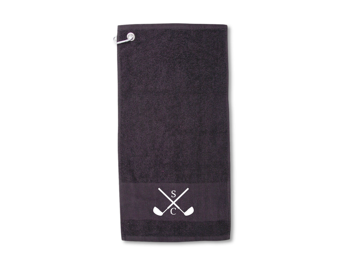 Personalised Initials Golf Towel – Crossed Clubs Design