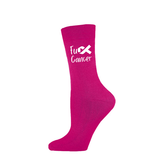 Personalised Women’s “Fuck Cancer” Socks – Charity Ribbon Design (Portion Donated to Macmillan)**