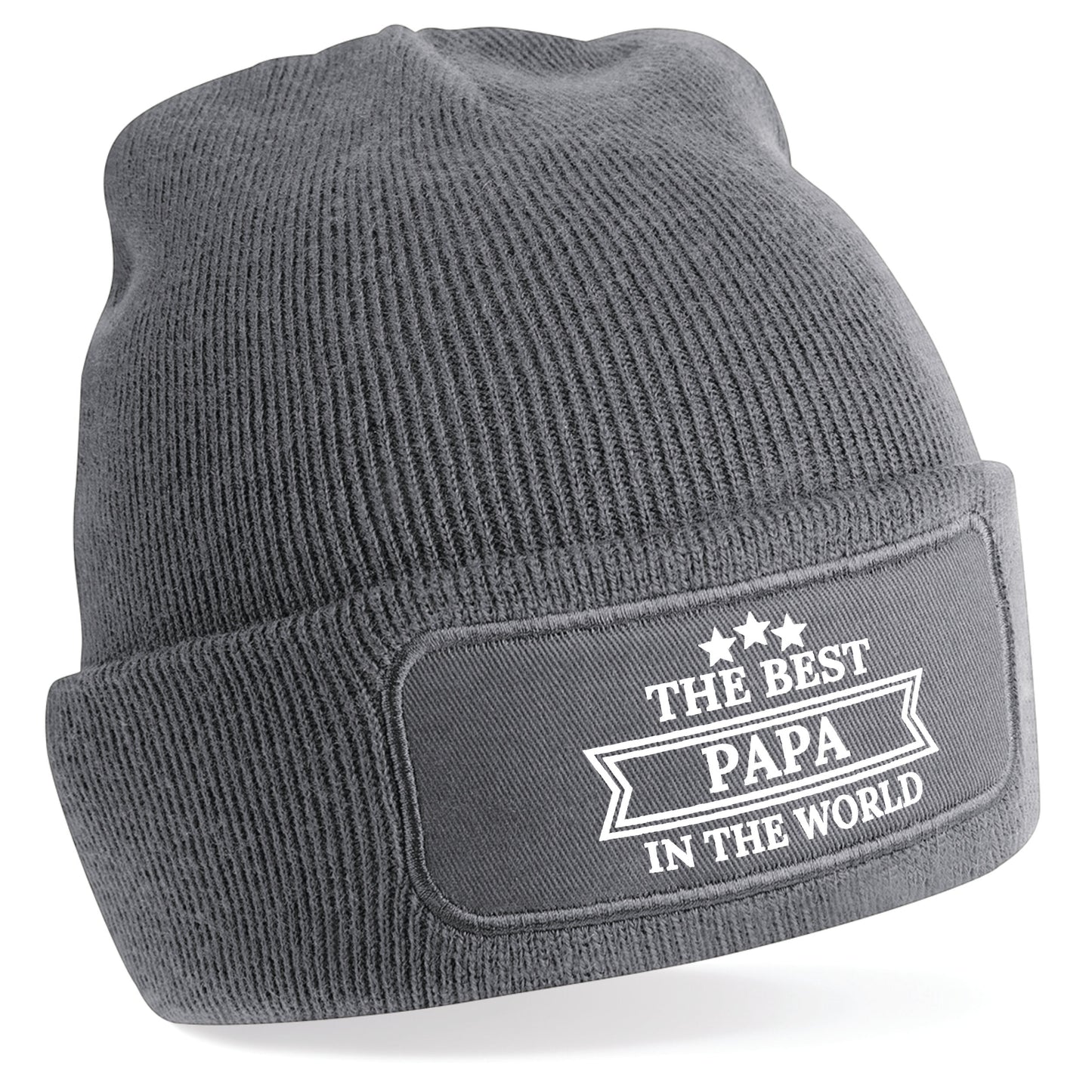 Personalised Best In The World Beanie Hat | Navy, Black & Grey