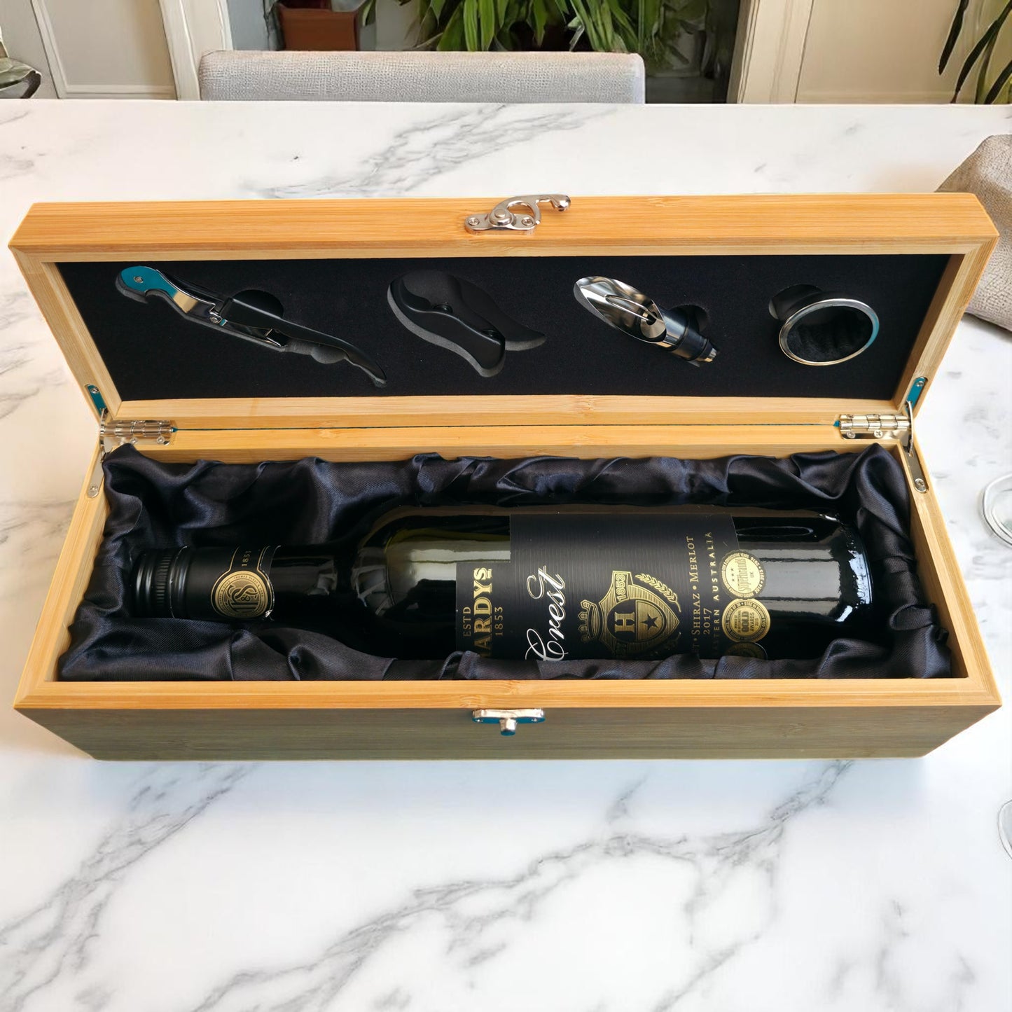 Personalised Engraved Bamboo Wine Box Gift Set | Retirement & Leaving Gift | For Colleague, Boss or Employee