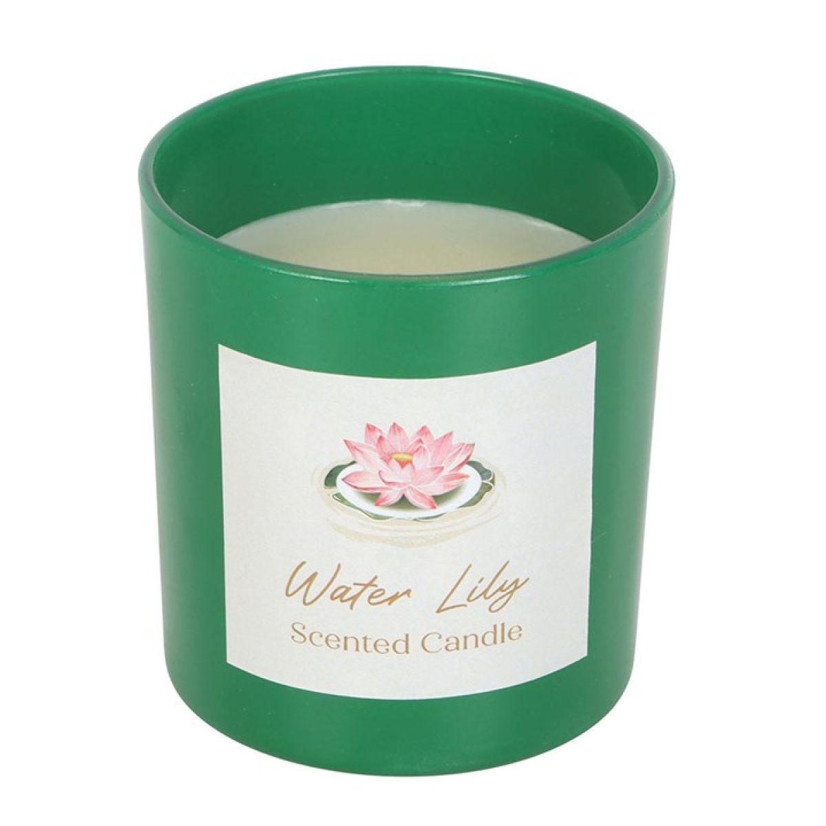 Water Lily Scented Candle | Green Glass Holder & Gift Box | Serene Garden Fragrance