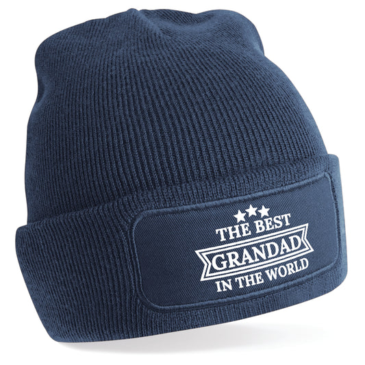 Personalised Best In The World Beanie Hat | Navy, Black & Grey