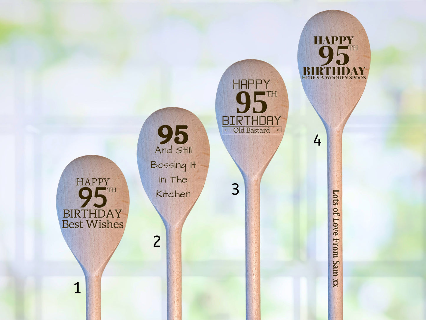 95th Birthday Wooden Laser Engraved Spoon, Birthday Chef Baking Gift