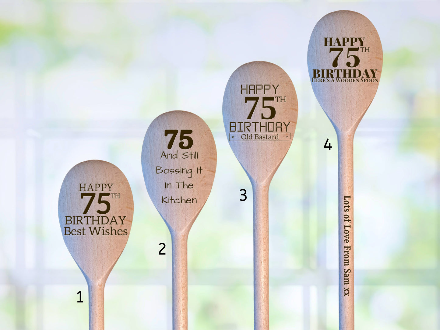 75th Birthday Wooden Laser Engraved Spoon, Birthday Chef Baking Gift