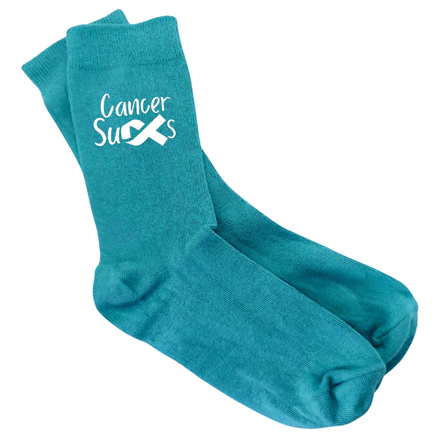 Personalised Women’s “Cancer Sucks” Socks – Charity Ribbon Design (Donation Made To Macmillan)