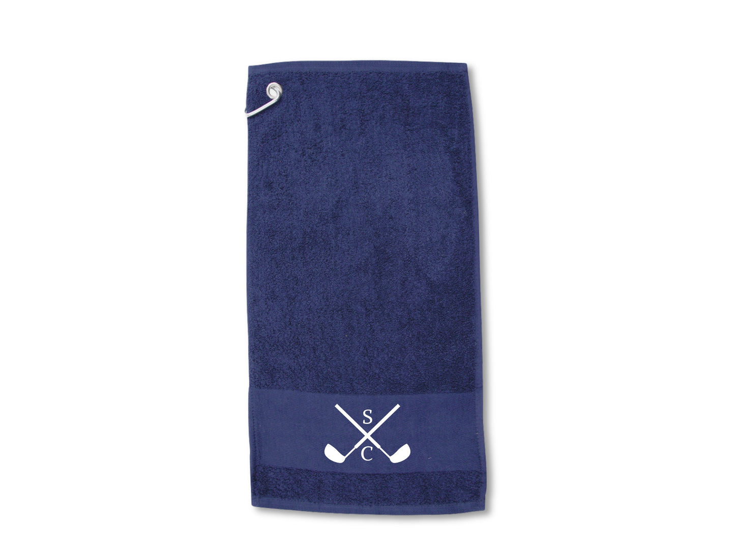 Personalised Initials Golf Towel – Crossed Clubs Design