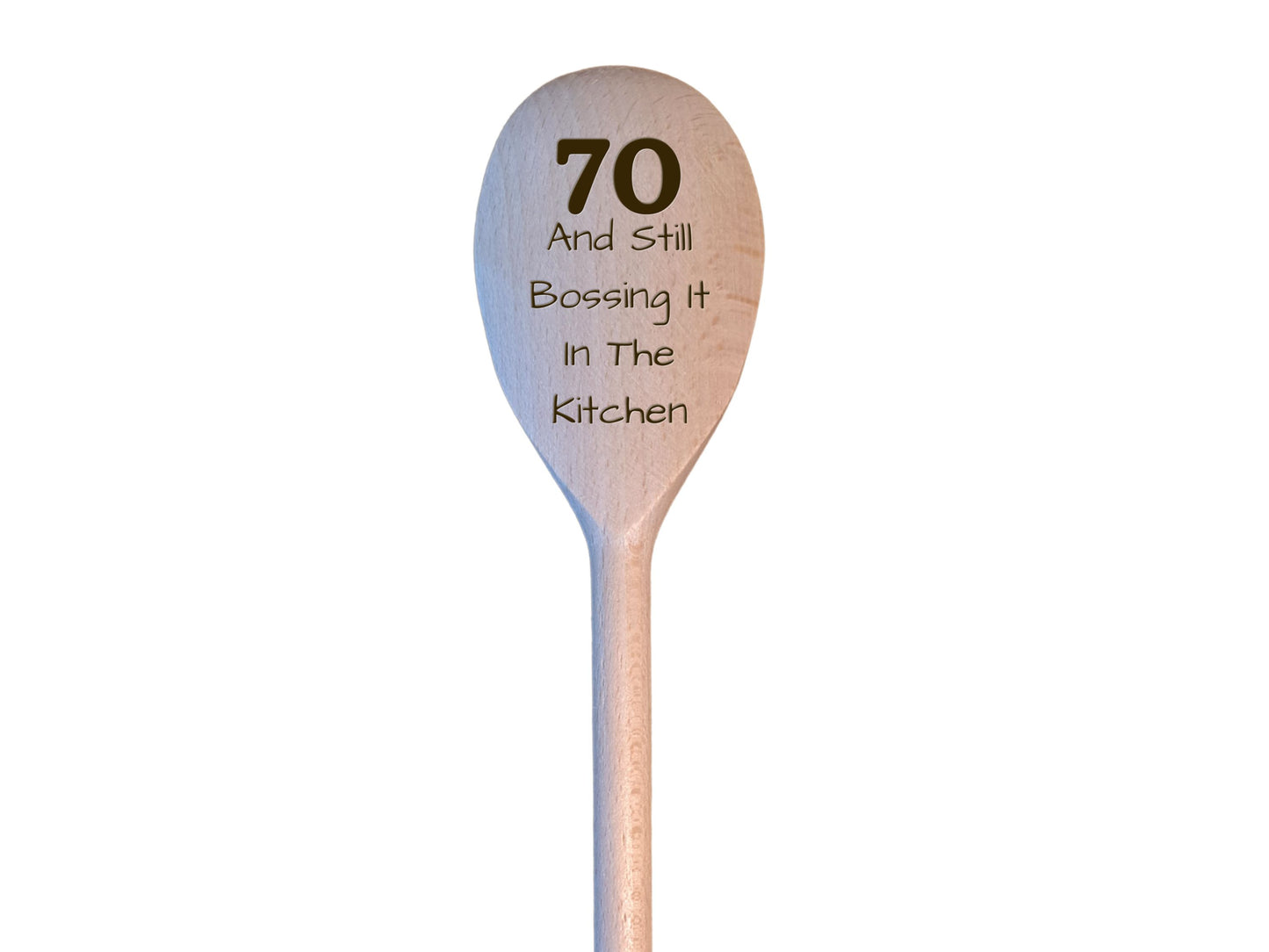 70th Birthday Wooden Laser Engraved Spoon, Birthday Chef Baking Gift