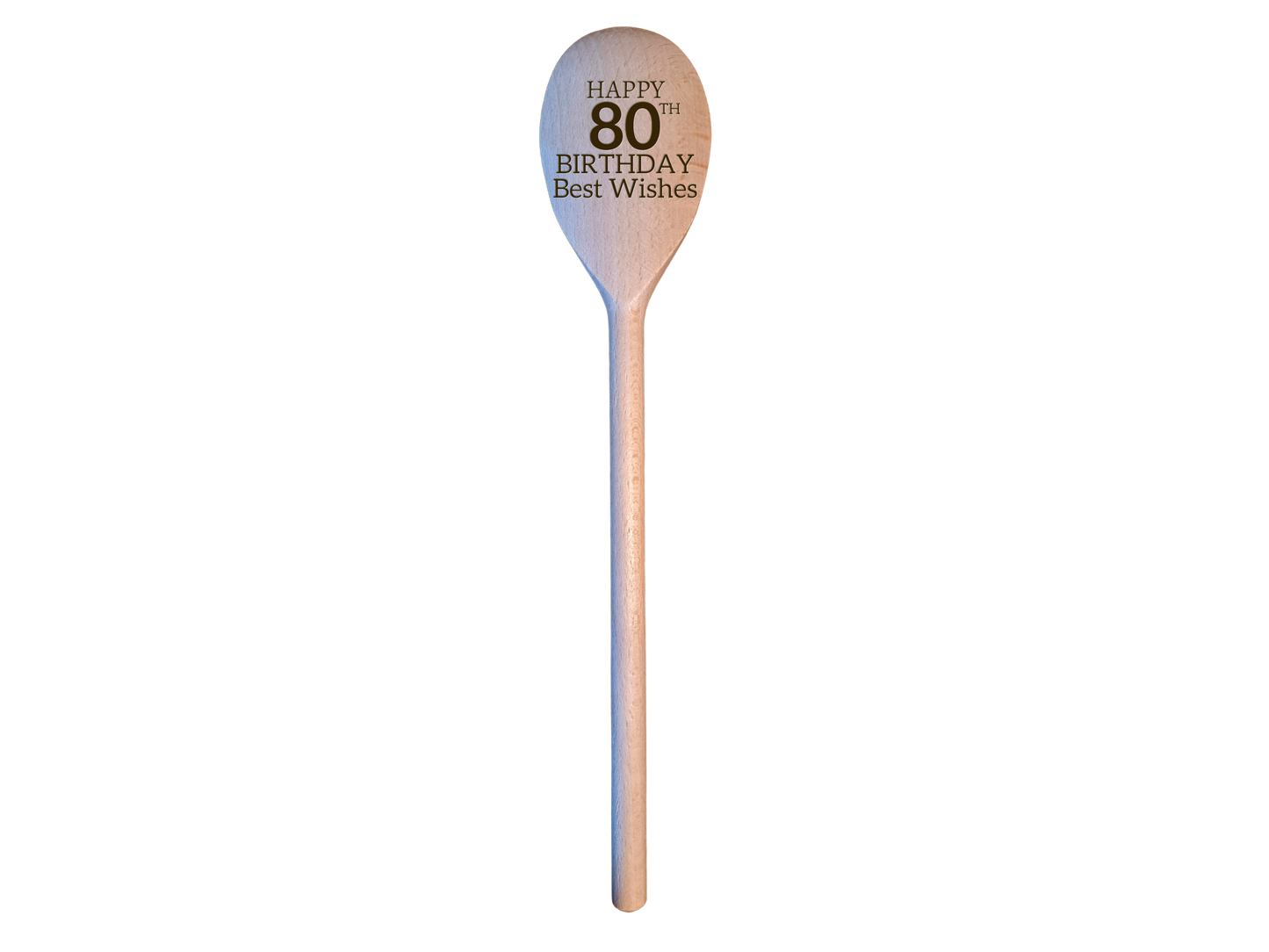 Happy Birthday Best Wishes - Engraved Wooden Spoon – 30th to 100th + Optional Personal Message