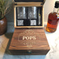 Personalised Engraved Double Whisky Glass Gift Set in Wooden Box | Gift for Dad, Grandad, Papa | Any Family Name