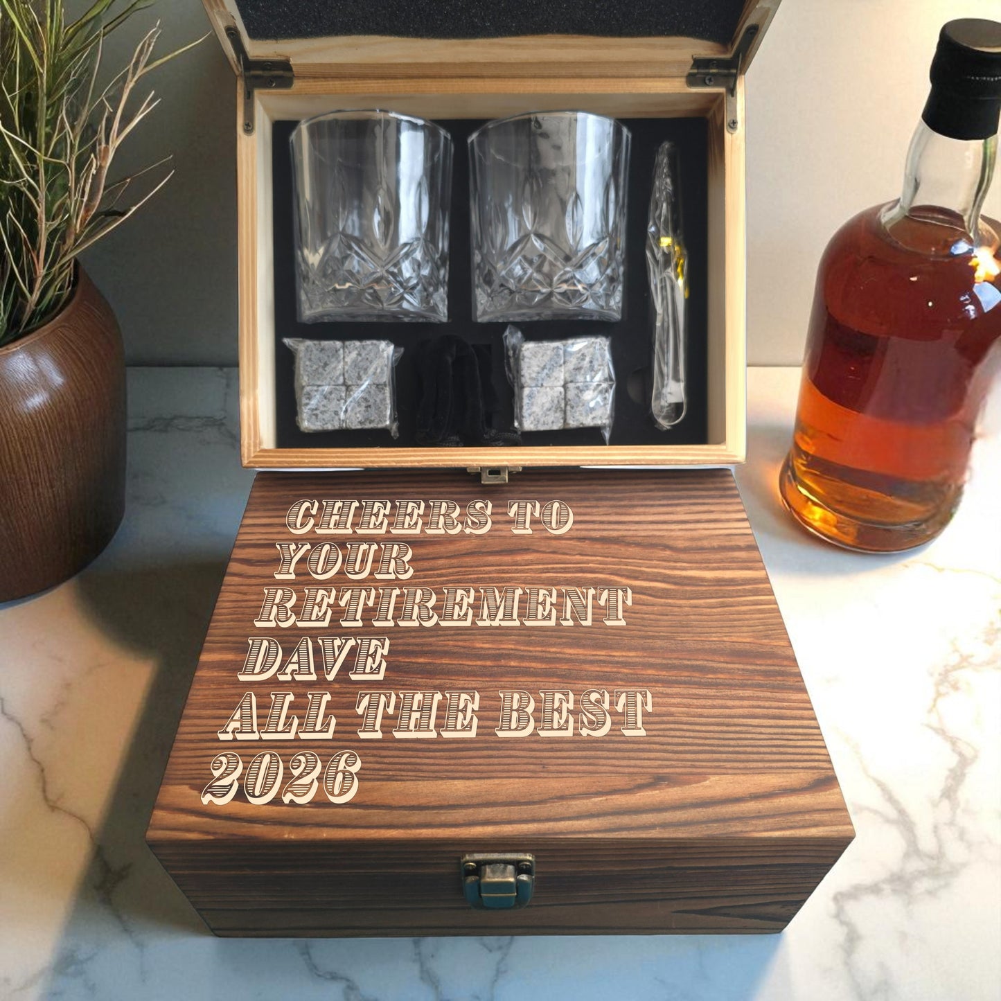 Personalised Retirement/Leaving Engraved Double Whisky Glass Set