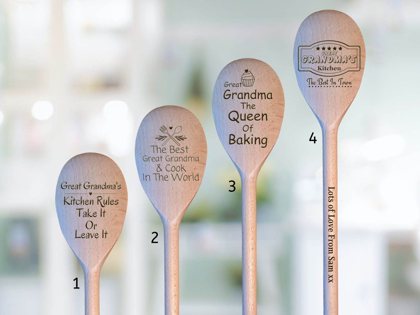 Great Grandma Wooden Laser Engraved Spoon, Chef Baking Gift