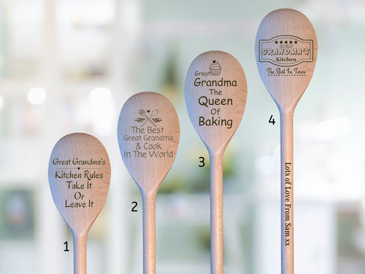 Great Grandma Wooden Laser Engraved Spoon, Chef Baking Gift