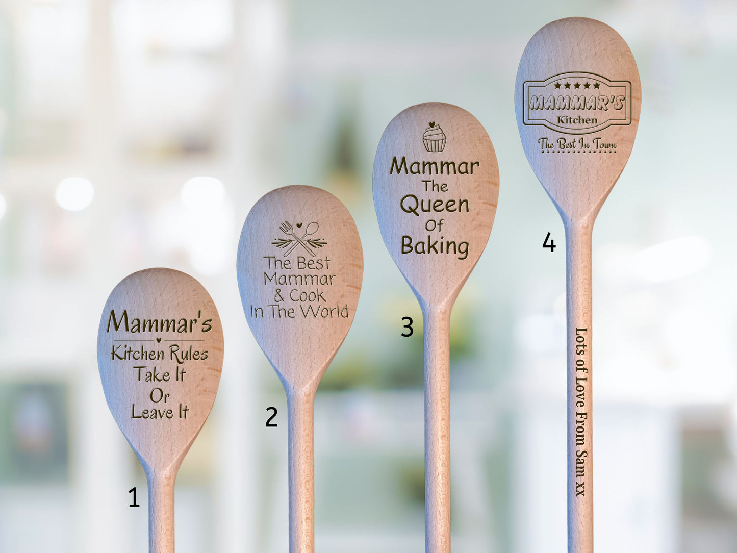 Mammar Wooden Laser Engraved Spoon, Chef Baking Gift