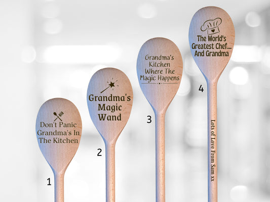 Grandma Wooden Laser Engraved Spoon, Chef Baking Gift