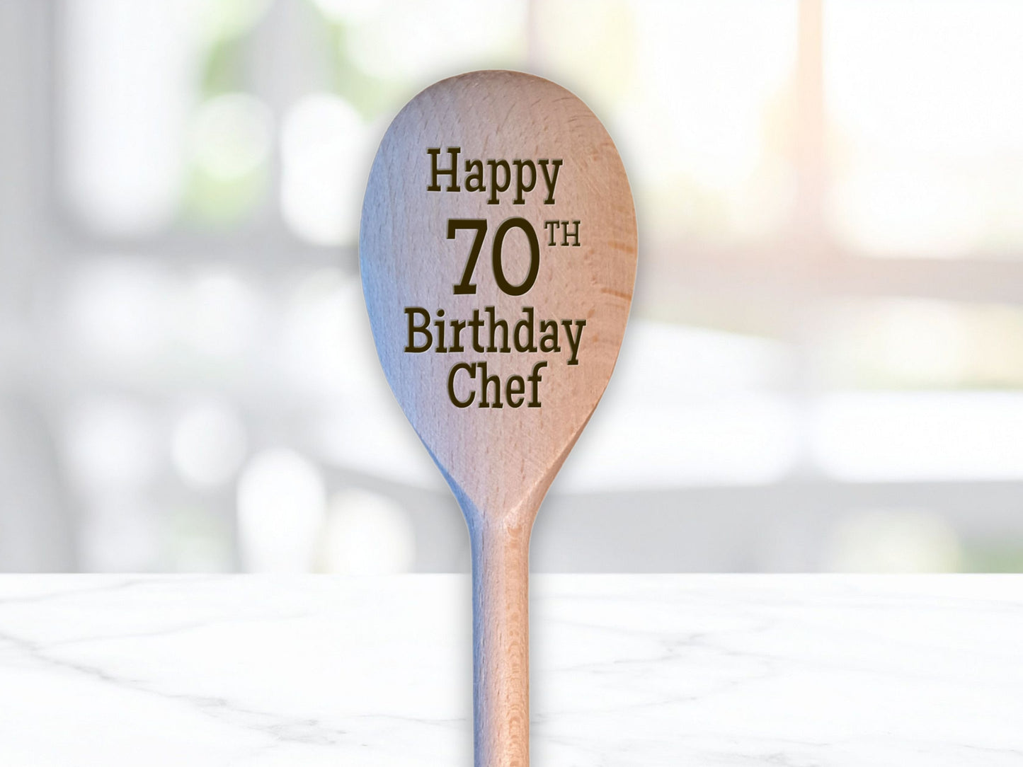 Engraved Birthday Spoon “Happy Birthday Chef” – 30th to 100th + Optional Handle Message