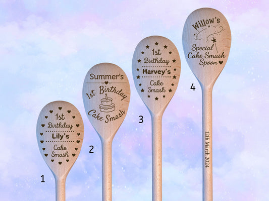 Personalised Name/Date Cake Smash Wooden Spoon