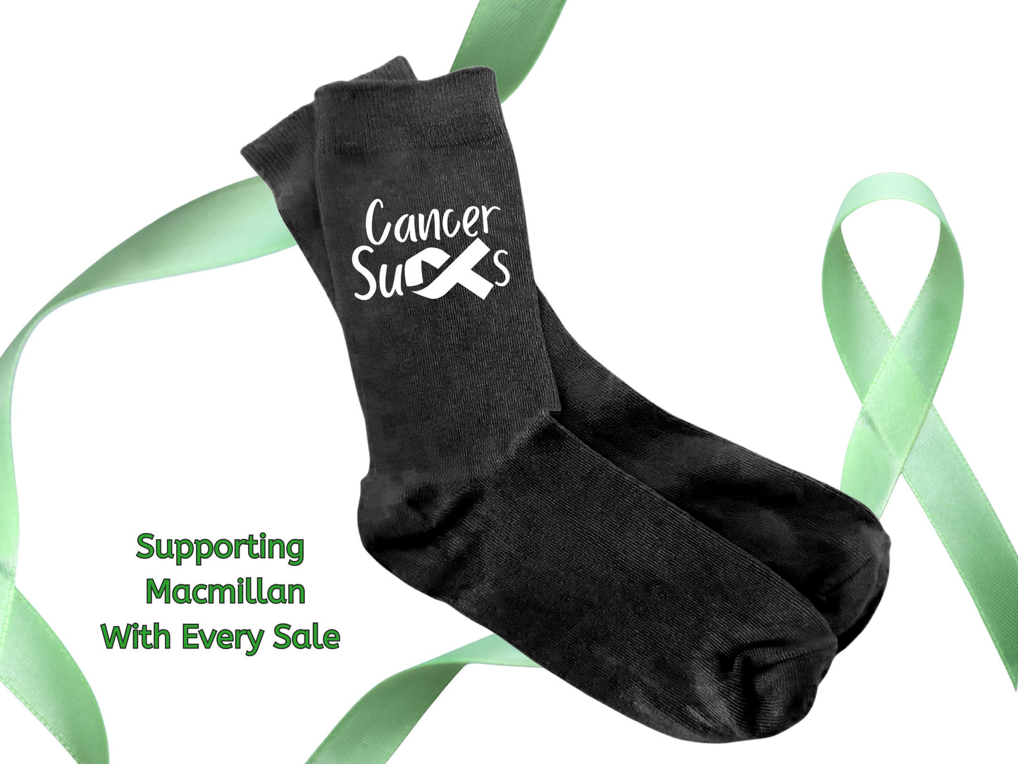 Personalised Men’s "Cancer Sucks” Socks – Charity Ribbon Design (Donation Made To Macmillan) (Copy)
