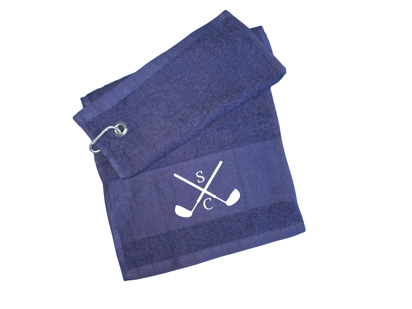 Personalised Initials Golf Towel – Crossed Clubs Design