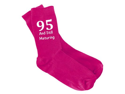 Women’s Personalised Birthday Socks – “Still Maturing” Design (30th–100th)