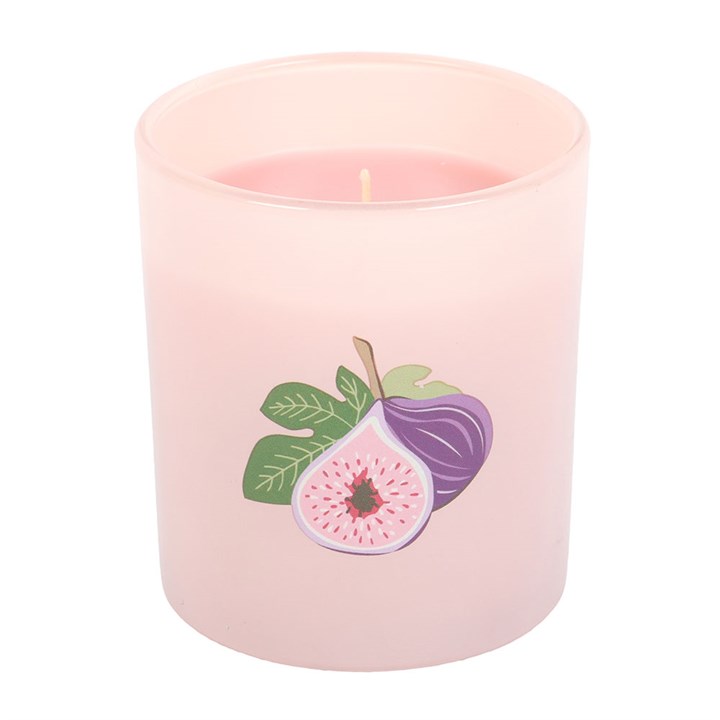 Fig & Vanilla Scented Candle | Soft Pink Glass Jar | Fruity Home Fragrance