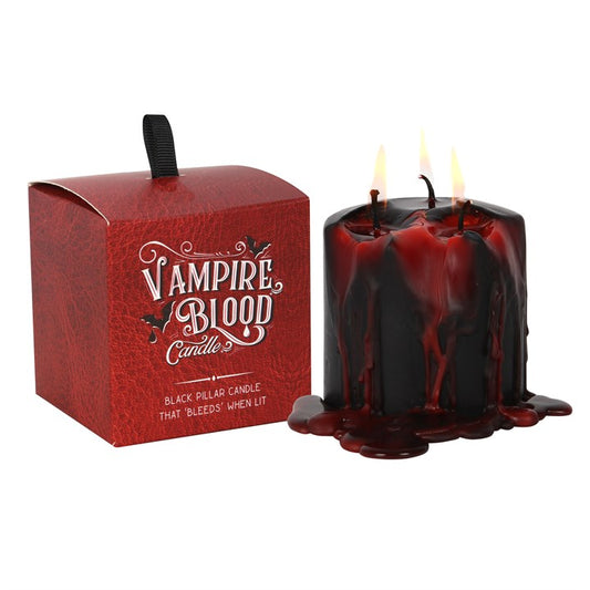 Vampire Blood Pillar Candle | Bleeding Wax Effect | Small Gothic Halloween Décor