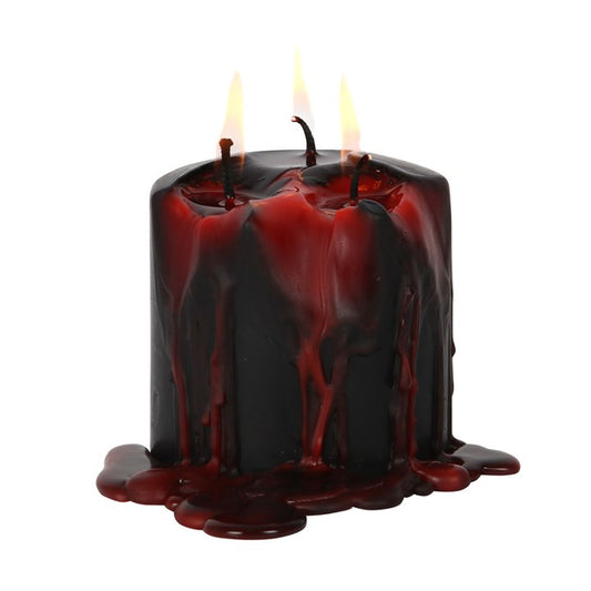 Vampire Blood Pillar Candle | Bleeding Wax Effect | Small Gothic Halloween Décor