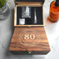 Personalised Engraved Single Whisky Glass Gift Set in Wooden Box | 4 Whisky Stones, Tongs & Pouch | Milestone Birthday Gift for Him or Her | Any Age