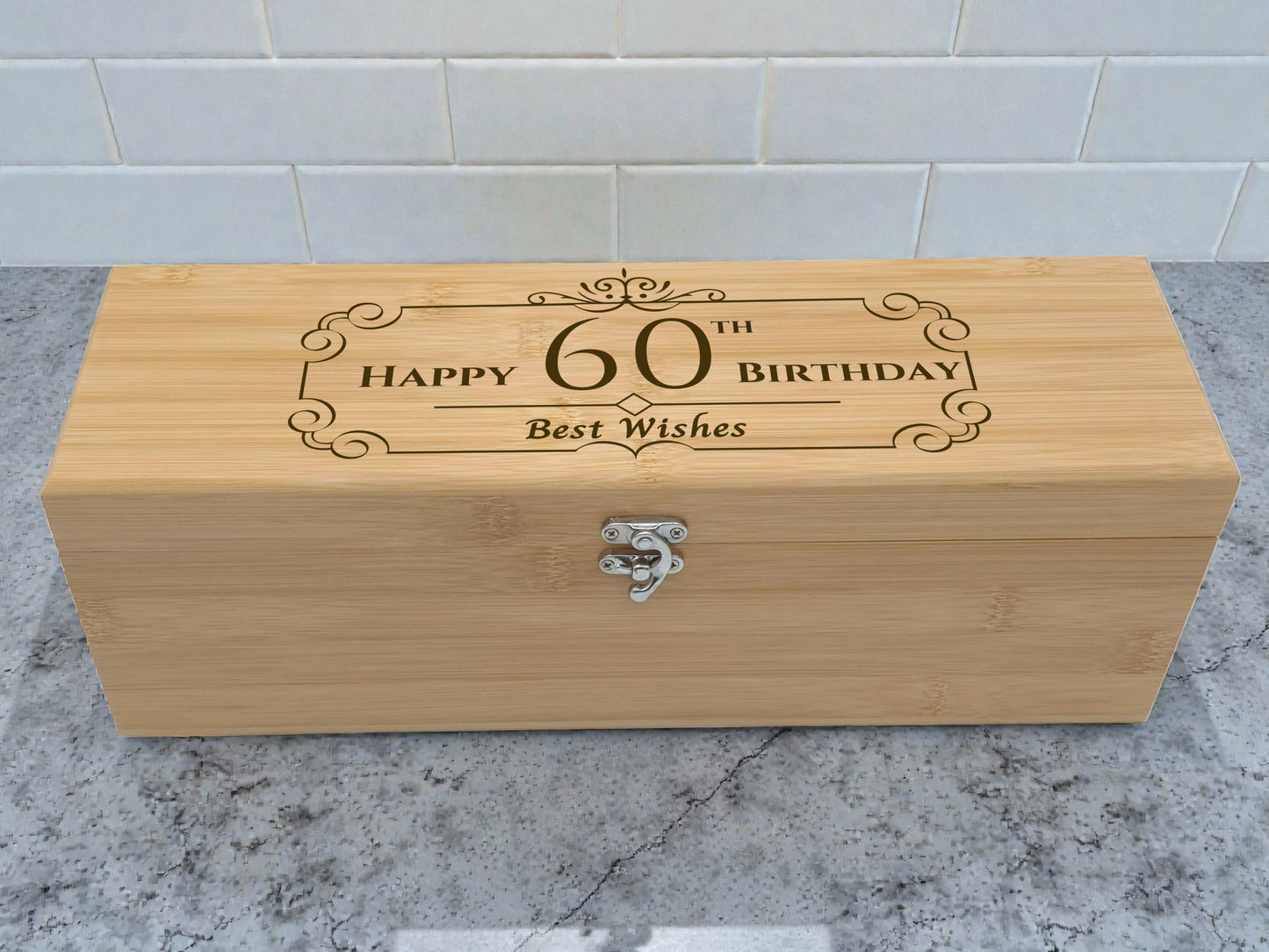 Personalised Engraved Bamboo Wine Box Gift Set | Includes 4 Wine Tools | Milestone Birthday Gift for Him or Her | Any Age