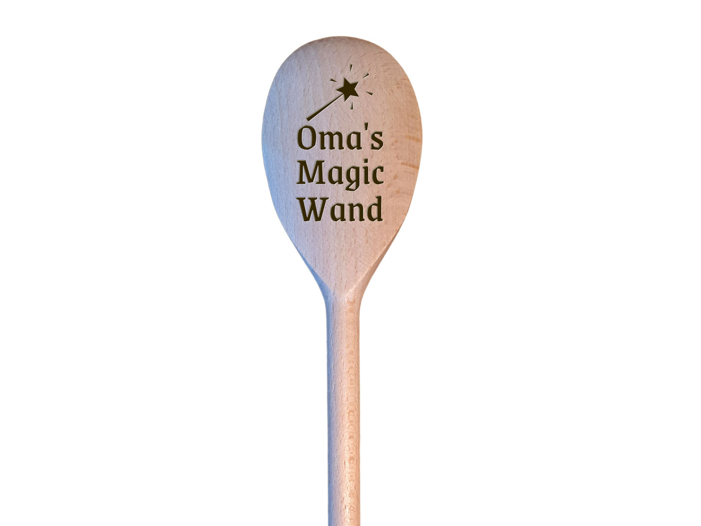 Engraved Wooden Spoon “Magic Wand” – Auntie, Grandma, Mum & More + Optional Handle Message
