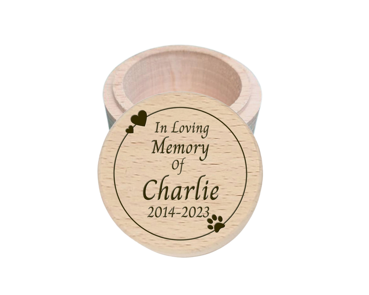 Personalised Wooden Pet Memorial Memory Fur Ashes Box