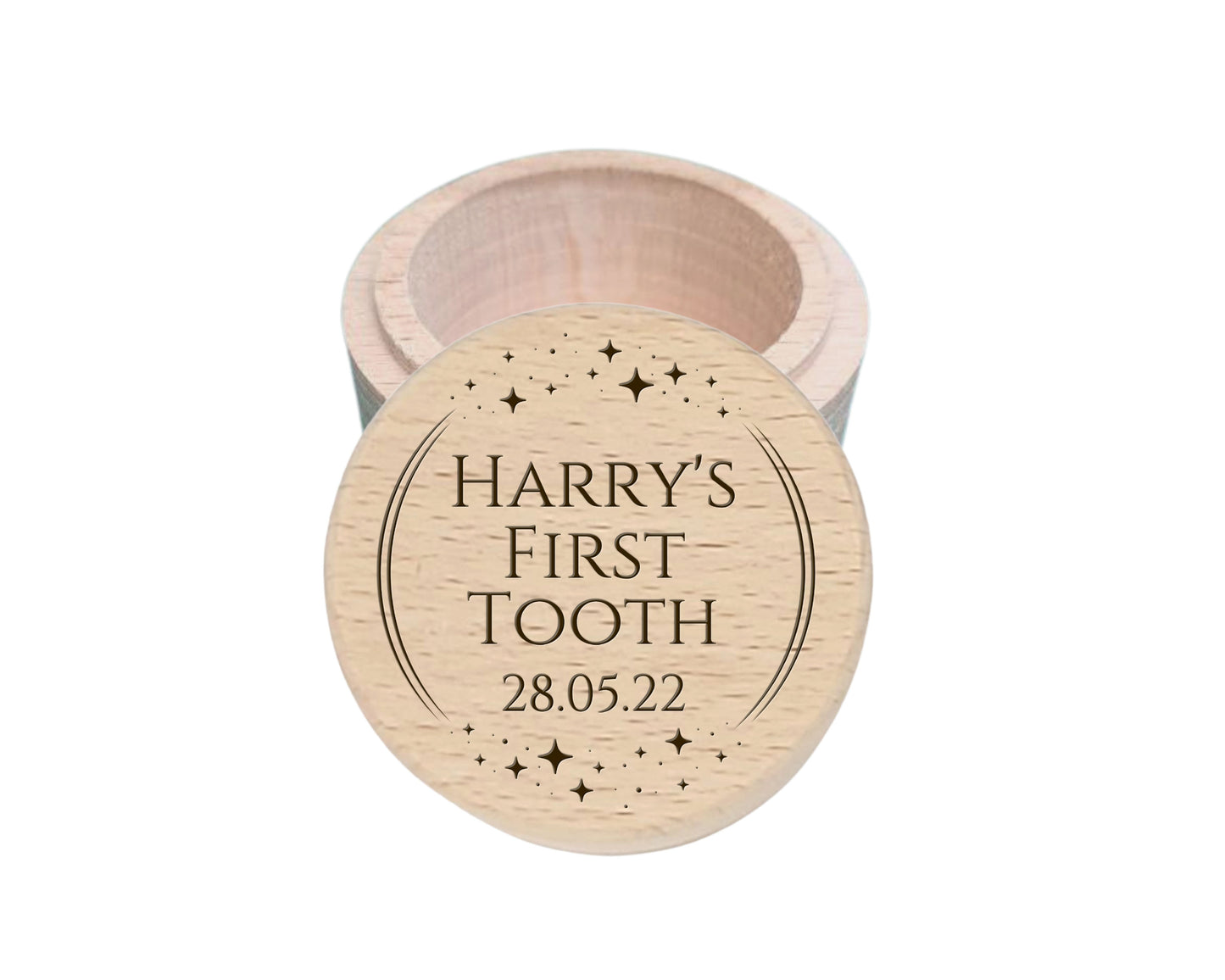 Personalised Wooden Baby First Tooth Box