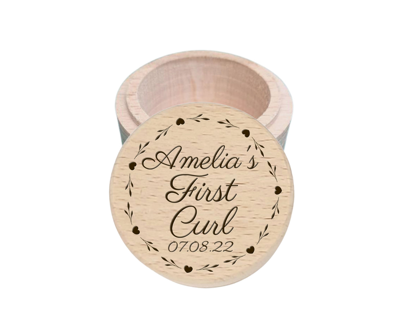 Personalised Wooden Baby First Curl Box