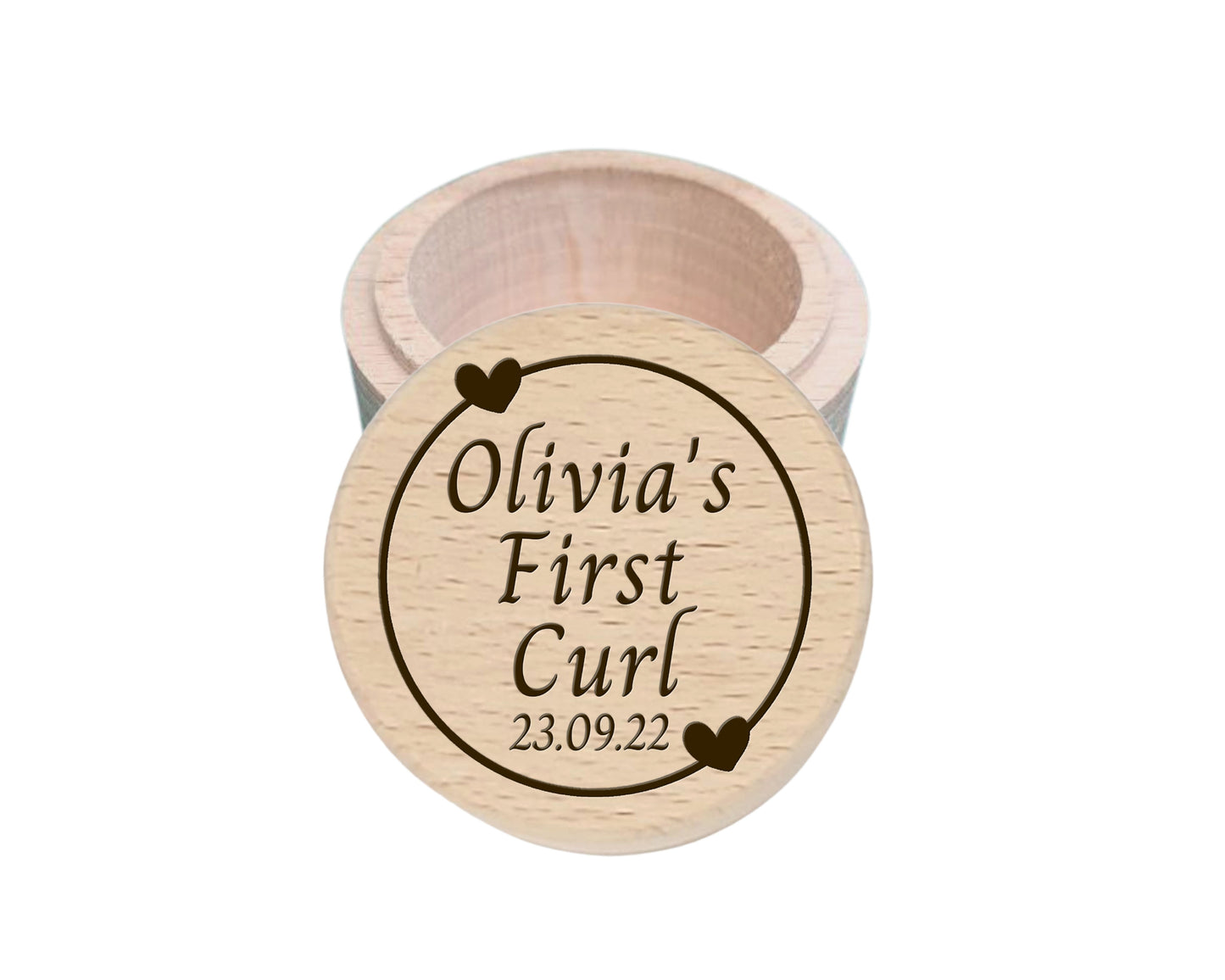 Personalised Wooden Baby First Curl Box