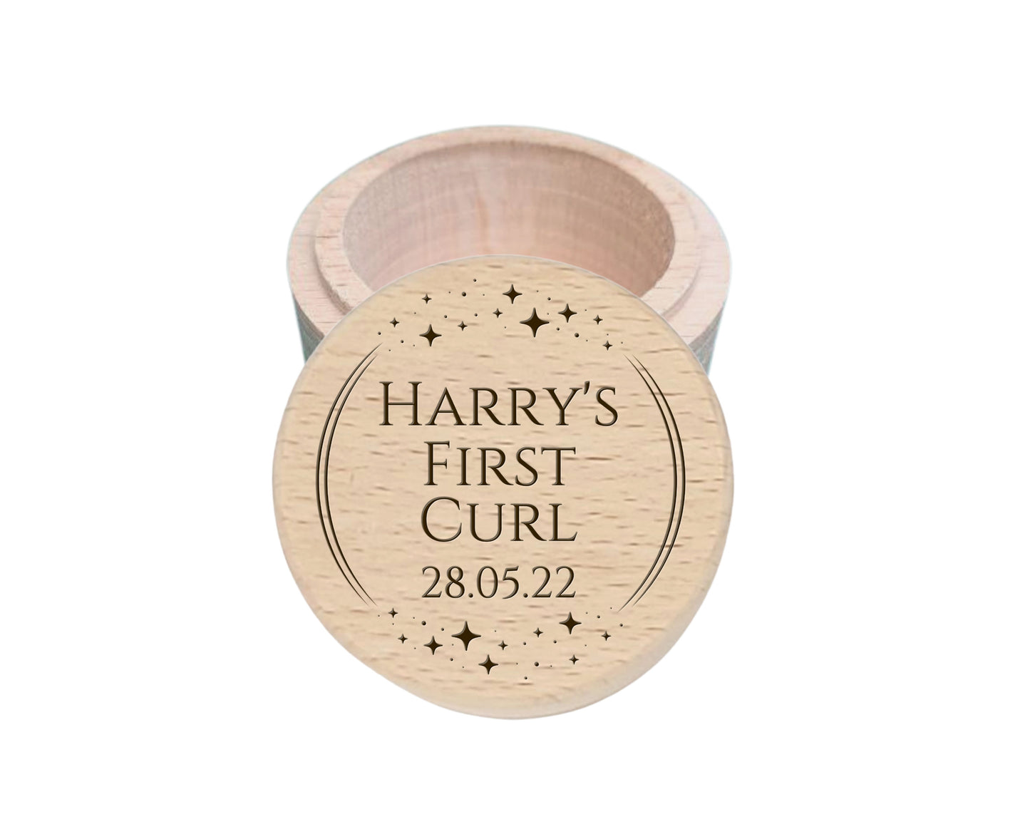 Personalised Wooden Baby First Curl Box