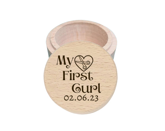 Personalised Wooden Baby First Curl Box