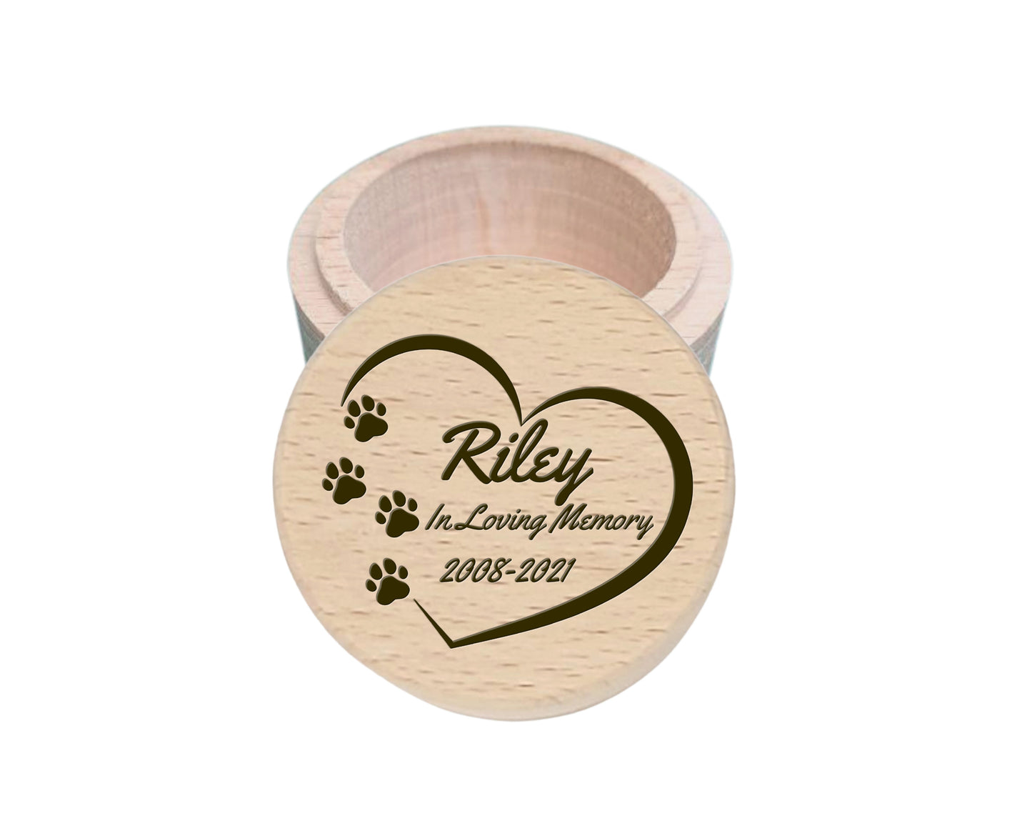 Personalised Wooden Pet Memorial Memory Fur Ashes Box