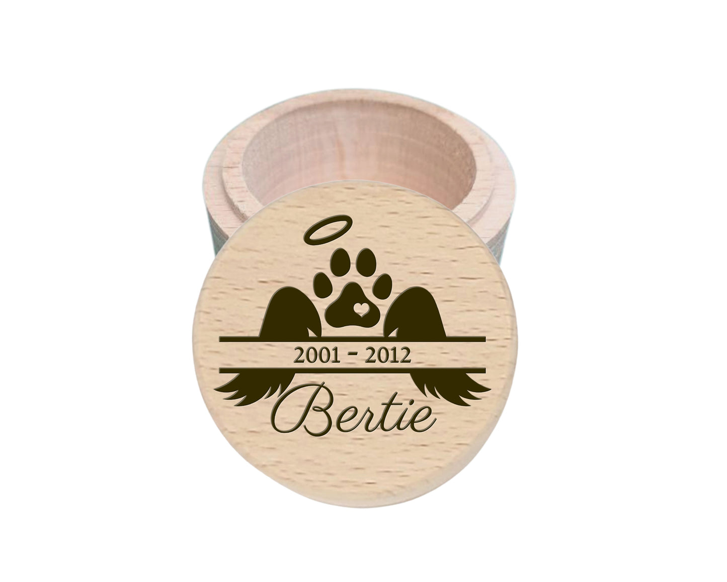 Personalised Wooden Pet Memorial Memory Fur Ashes Box