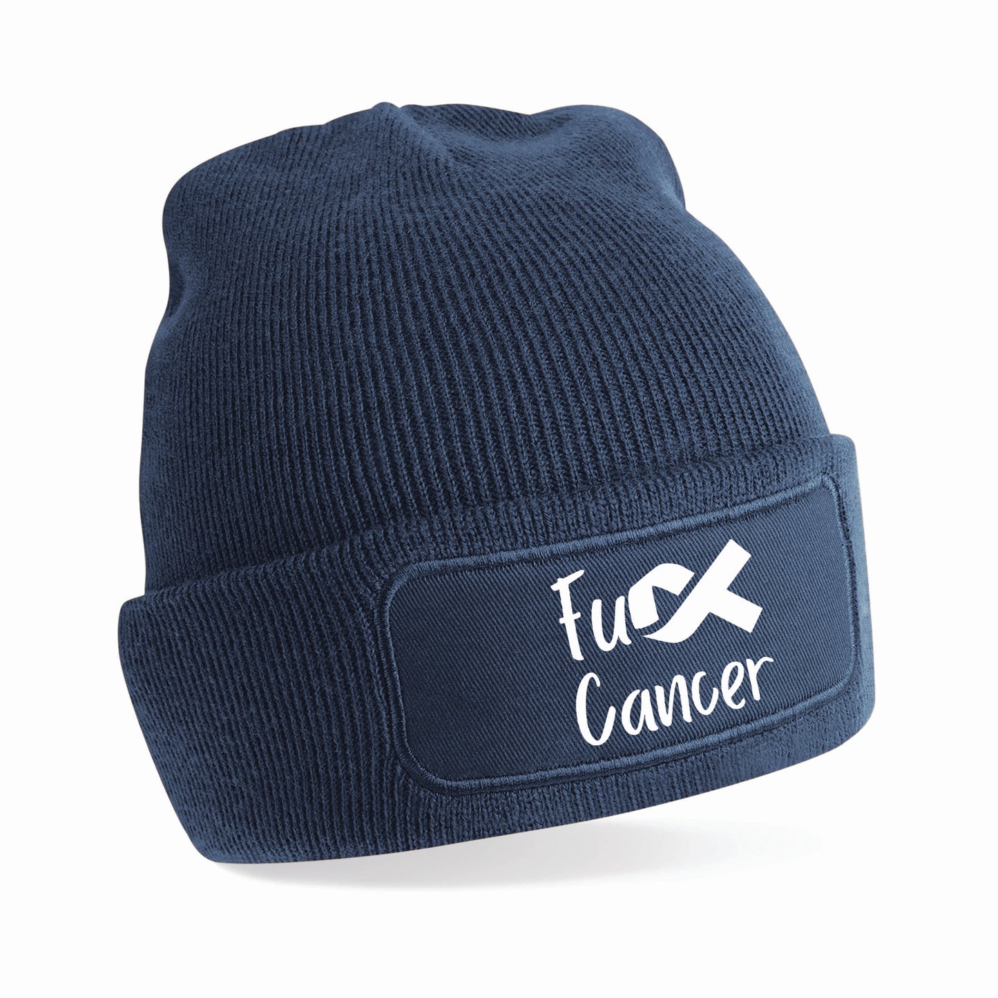 Adult Personalised “F*ck Cancer” Beanie Hat – Charity Ribbon Design (Donation Made To Macmillan)