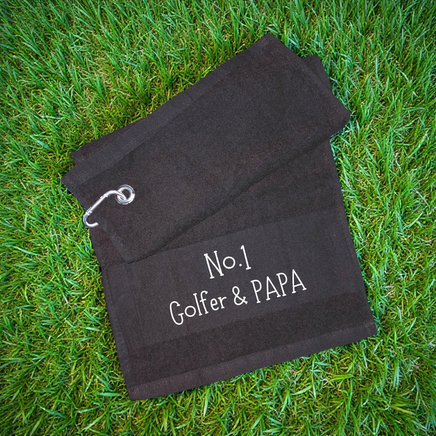 Personalised Golf Towel – “No.1 Golfer & Dad, Grandad, Pops & More
