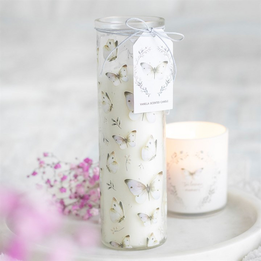 All-Over Butterfly Pattern Candle | Vanilla Scented | Memorial Home Décor