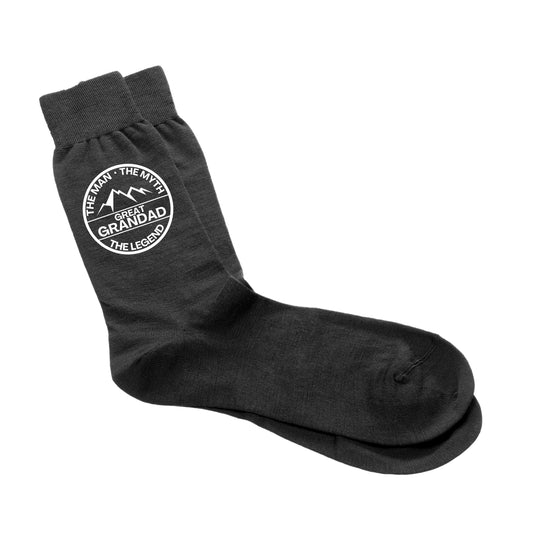 Great Grandad The Man, The Myth, The Legend - Men's Black Socks Size 6-12