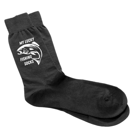 My Lucky Fishing Socks - Mens Black Socks Size 6-12