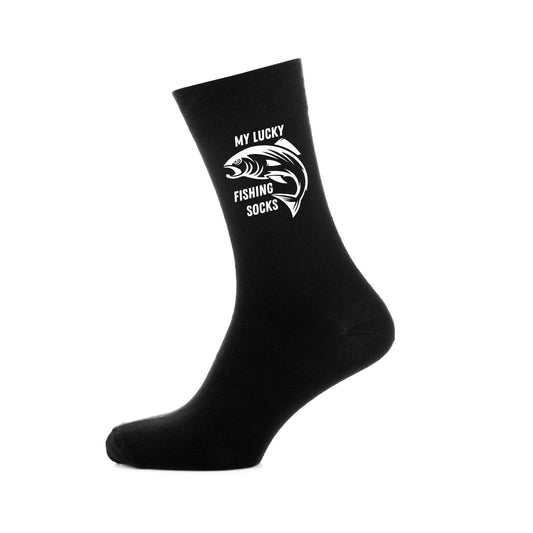 My Lucky Fishing Socks - Mens Black Socks Size 6-12