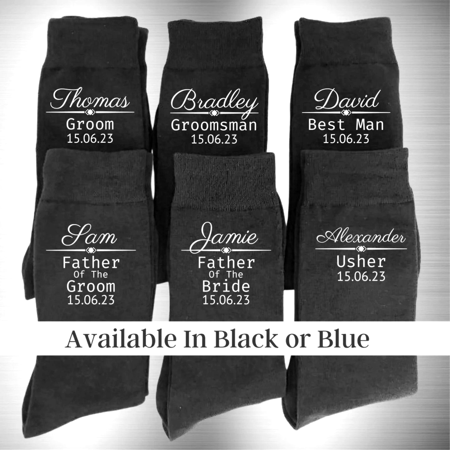 Personalised Wedding Socks - Men's Size 6-12