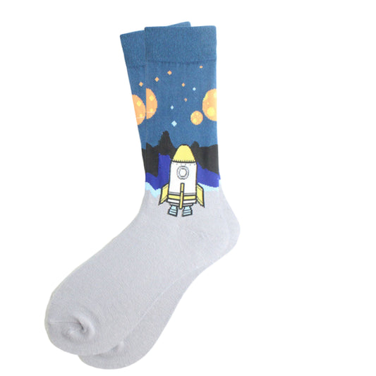 Space Rocket Fun Socks - Men/Women Unisex Socks UK Size 5-11